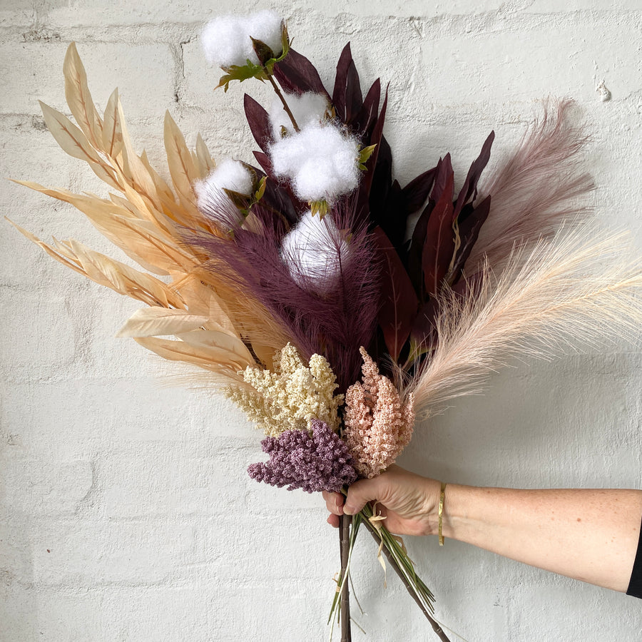 Artificial Styled Bunch - Purples & Pampas