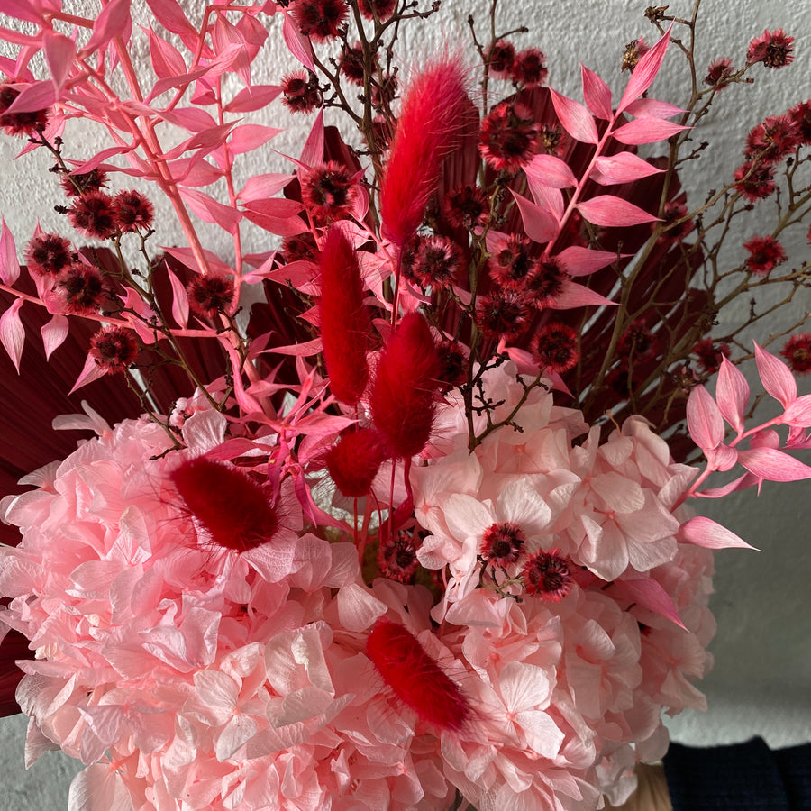 Dried & Preserved Design - Pinks, Reds & Pink Vase