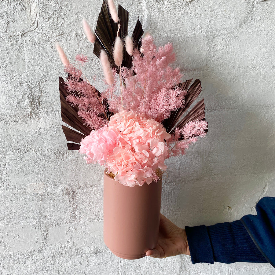 Dried & Preserved Design - Pinks with Pink Vase